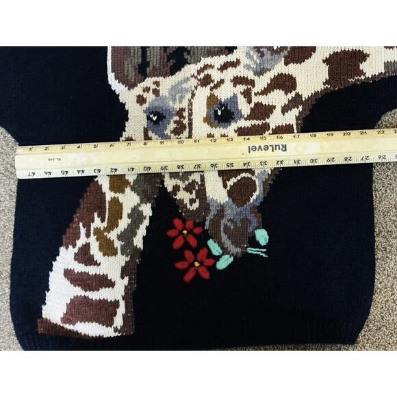 Vtg Roberta Frost Sz L Hnd Knit 100% Virgin Wool Giraffe Wearable Art LS Sweater - Picture 5 of 6
